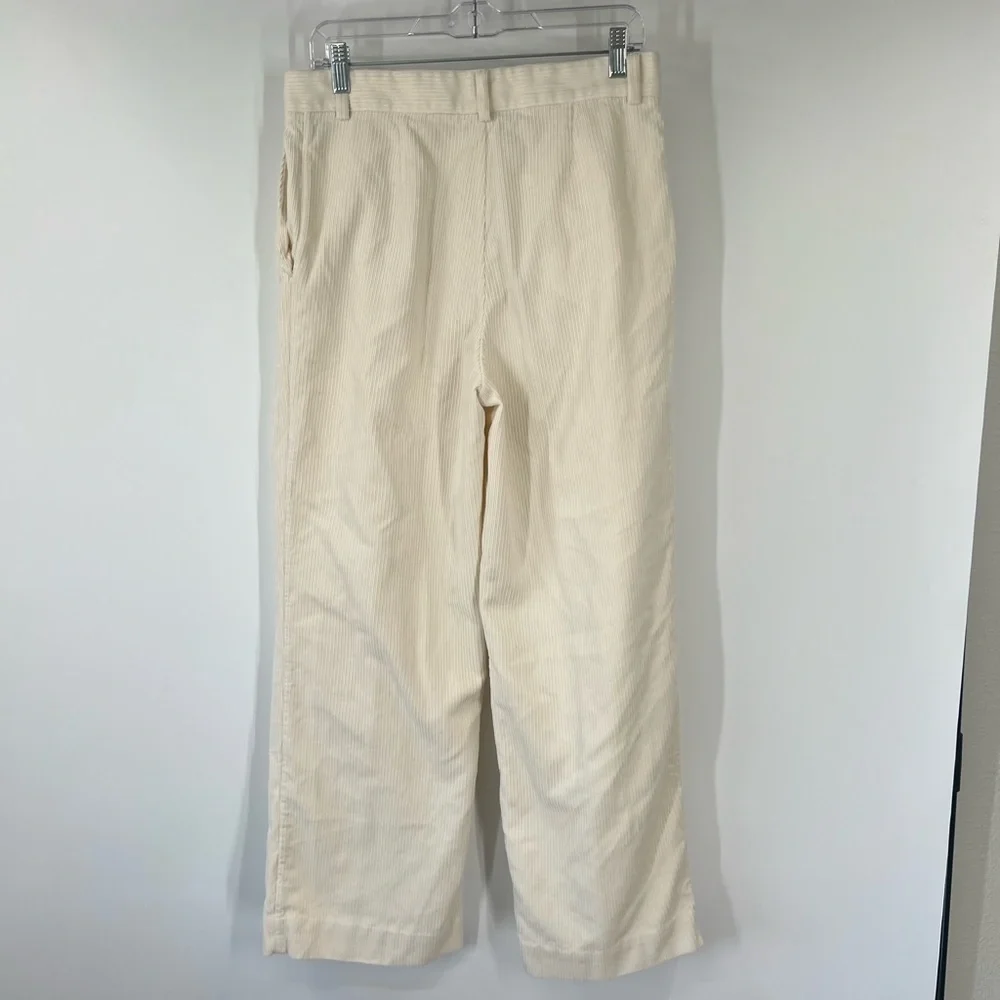 Toteme Pleated Silk and Organic Cotton-Blend Corduroy Wide-Leg Pants in Ecru - Picture 6 of 11